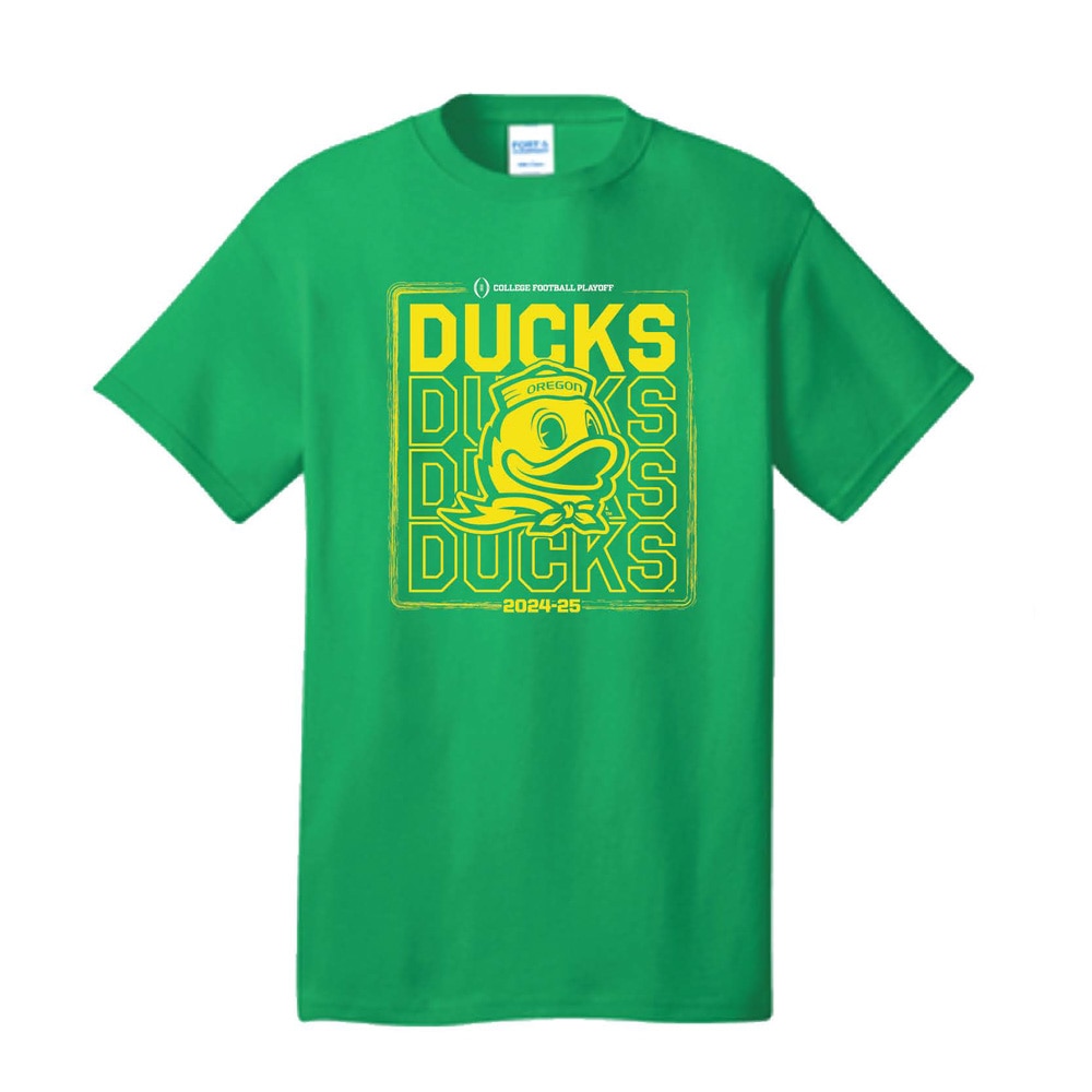 Playoffs, McKenzie SewOn, Green, Crew Neck, Men, Unisex, Football, 2024, Post Season, Duck Mascot, T-Shirt, 919500